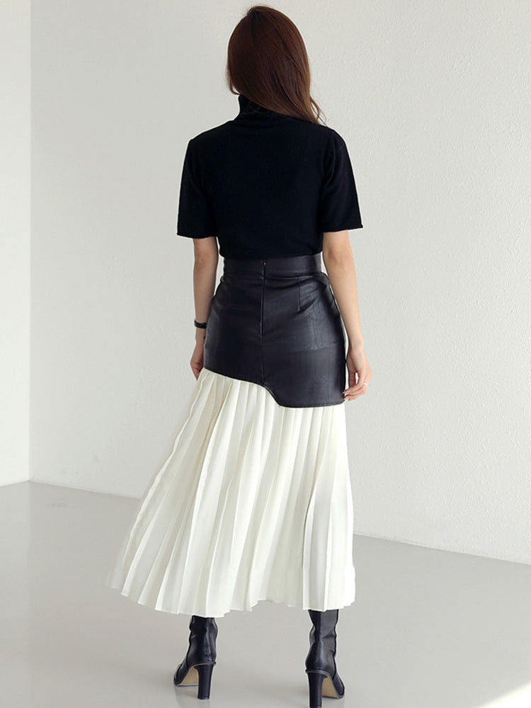 FELICITY - PLEATED ASYMMETRIC CONTRAST SKIRT